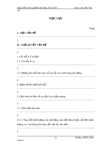 Sáng kiến kinh nghiệm Bài toán thay đổi cấu trúc con lắc lò xo nằm ngang khi đang dao động