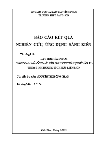 Sáng kiến kinh nghiệm Dạy học tác phẩm Người lái đò Sông Đà của Nguyễn Tuân (Ngữ văn 12) theo định hướng tích hợp liên môn