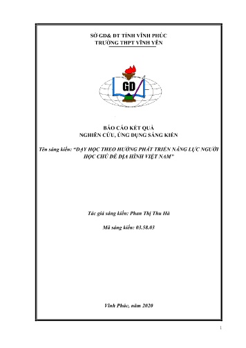 Sáng kiến kinh nghiệm Dạy học theo hướng phát triển năng lực người học chủ đề Địa hình Việt Nam