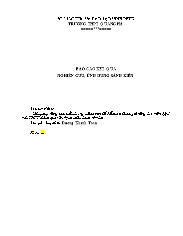 Sáng kiến kinh nghiệm Giải pháp nâng cao chất lượng biên soạn đề kiểm tra đánh giá năng lực môn Ngữ văn THPT thông qua xây dựng ngân hàng câu hỏi