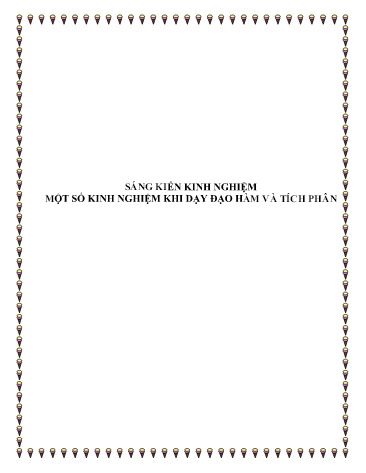 Sáng kiến kinh nghiệm Một số kinh nghiệm khi dạy Đạo hàm và tích phân