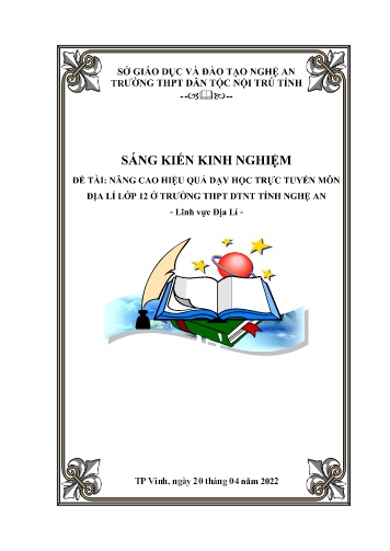 Sáng kiến kinh nghiệm Nâng cao hiệu quả dạy học trực tuyến môn Địa lí lớp 12 ở trường THPT DTNT Tỉnh Nghệ An