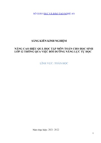 Sáng kiến kinh nghiệm Nâng cao hiệu quả học tập môn Toán cho học sinh lớp 12 thông qua việc bồi dưỡng năng lực tự học